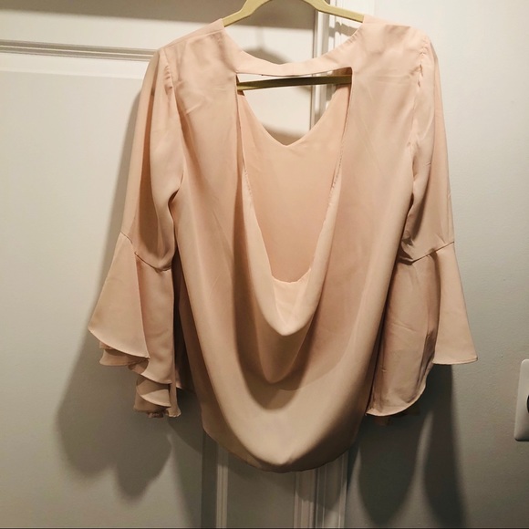 Pale pink, flare sleeve blouse - Picture 2 of 4